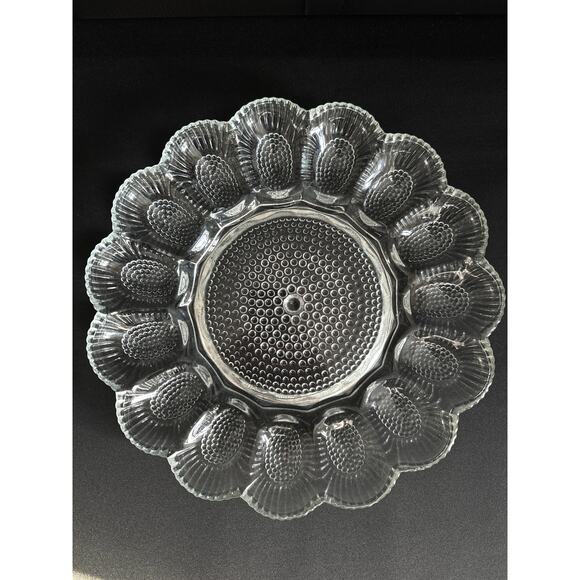 Vintage Indiana Glass Hobnail Deviled Egg Relish Dish Serving Tray Clear - Picture 1 of 8
